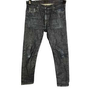 Men's Uniqlo Jeans Slim Straight Kaihara Dark Faded Denim Jeans - 33x32